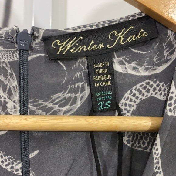 * NWT Winter Kate Silk Maxi Dress Size XS Grey/White Florence Blouson Snake - Picture 5 of 9